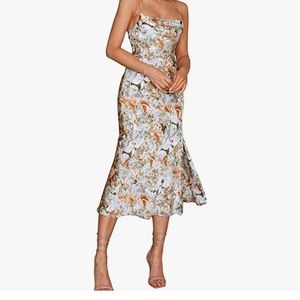 Beautiful silky floral slip dress | wedding guest dress